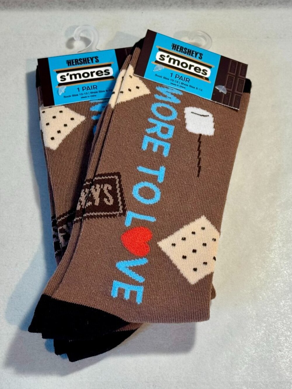 2 Pairs Hershey's S'mores Novelty Crew Socks Size 6-12/13 OSFM